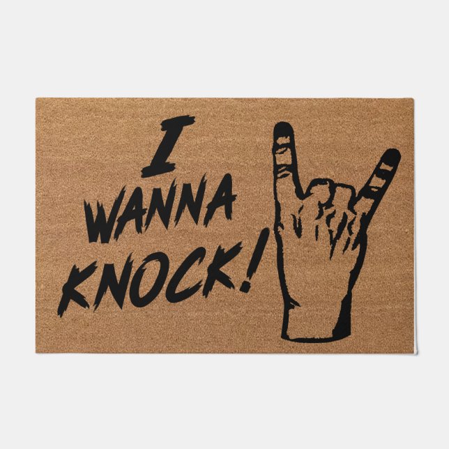 I Wanna Knock, Funny Quotes Mat, Simple  Doormat (Front)