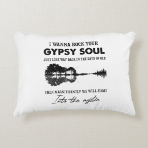 I Wanna Rock Your Gypsy Soul Hippie Guitar Decorative Cushion