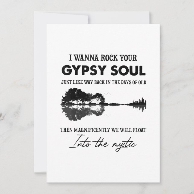 I Wanna Rock Your Gypsy Soul Hippie Guitar Thank You Card (Front)