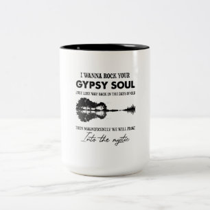 I Wanna Rock Your Gypsy Soul Hippie Guitar Two-Tone Coffee Mug