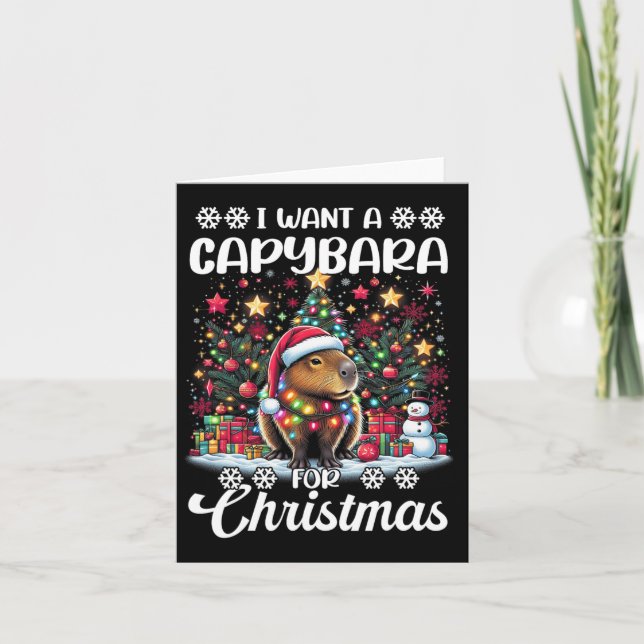 I Want A Capybara For Christmas Pajama Family Matc Card (Front)