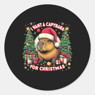 I Want A Capybara For Christmas Pajama Family Matc Classic Round Sticker