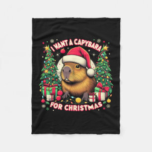 I Want A Capybara For Christmas Pajama Family Matc Fleece Blanket