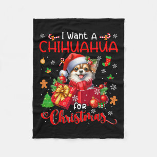 I Want A Chihuahua For Christmas Owner Santa Dog I Fleece Blanket
