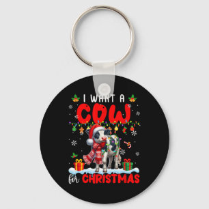 I Want A Cow For Christmas Santa Cow Farmer Ranche Key Ring
