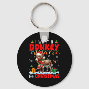 I Want A Donkey For Christmas Santa Donkey Farmer Key Ring