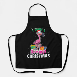 I want a Flamingo for christmas pink Flamenco Apron
