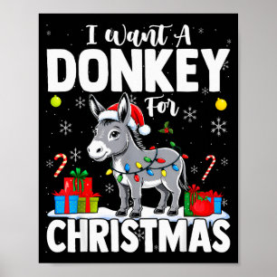 I Want A For Christmas Santa Hat Funny Xmas  Poster