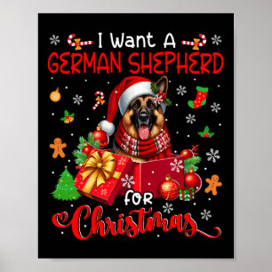 I Want A German Shepherd For Christmas Santa Dog I Poster