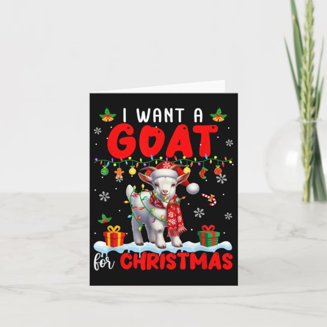 I Want A Goat For Christmas Santa Goat Farmer Ranc Card (Front)