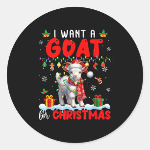 I Want A Goat For Christmas Santa Goat Farmer Ranc Classic Round Sticker
