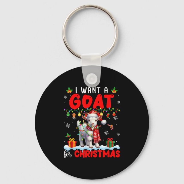 I Want A Goat For Christmas Santa Goat Farmer Ranc Key Ring (Front)