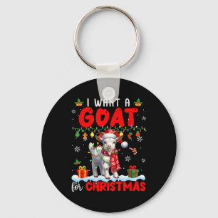 I Want A Goat For Christmas Santa Goat Farmer Ranc Key Ring