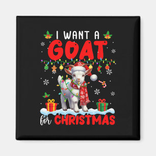 I Want A Goat For Christmas Santa Goat Farmer Ranc Magnet