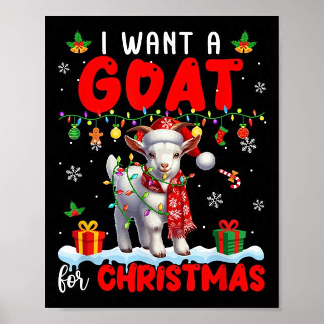 I Want A Goat For Christmas Santa Goat Farmer Ranc Poster (Front)
