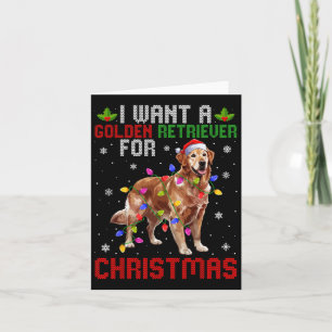 I Want A Golden Retriever For Christmas Santa Hat  Card