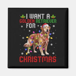 I Want A Golden Retriever For Christmas Santa Hat  Magnet