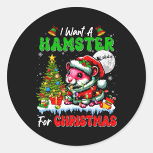 I Want A Hamster For Christmas Santa Sungles Flora Classic Round Sticker