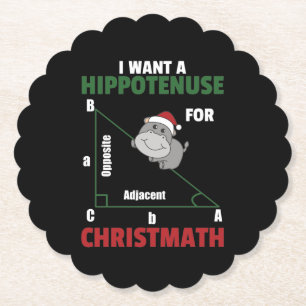 I Want A Hippo For Christmas Cute Hippos Paper Coaster