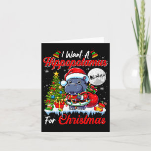I Want A Hippo For Christmas Cute Santa Sungles Card
