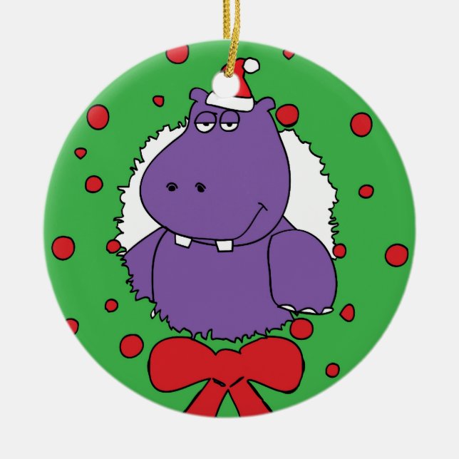I want a Hippopotamus for Christmas Ceramic Tree Decoration (Front)