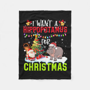 I Want A Hippopotamus For Christmas Cute Christmas Fleece Blanket