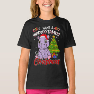 I Want A Hippopotamus For Christmas Cute Hippo T-Shirt
