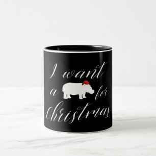 I want a hippopotamus for Christmas Cute Holiday Two-Tone Coffee Mug
