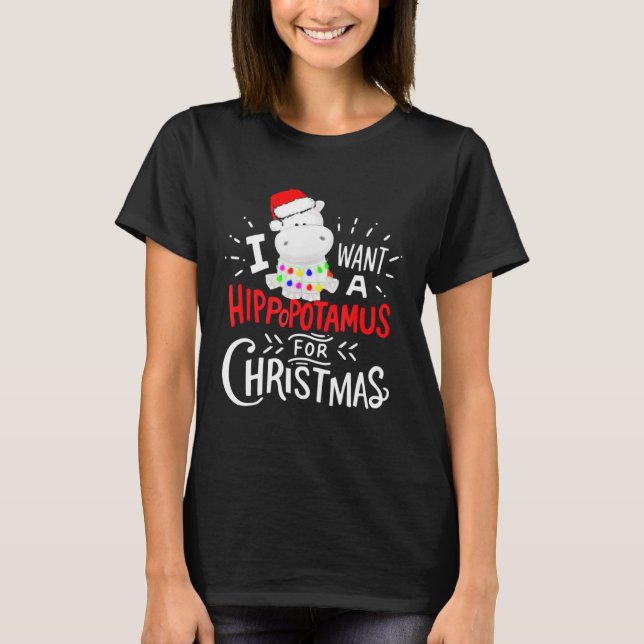 I Want A Hippopotamus For Christmas for Kids Match T-Shirt (Front)