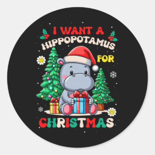I Want A Hippopotamus For Christmas Groovy Kids Bo Classic Round Sticker