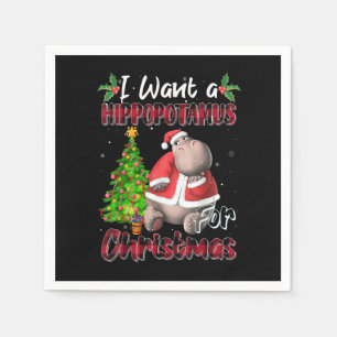 I Want A Hippopotamus For Christmas Hippo Buffalo Napkin