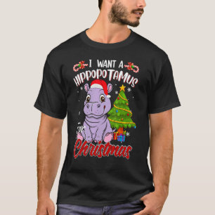 I Want A Hippopotamus For Christmas Hippo Pajamas T-Shirt