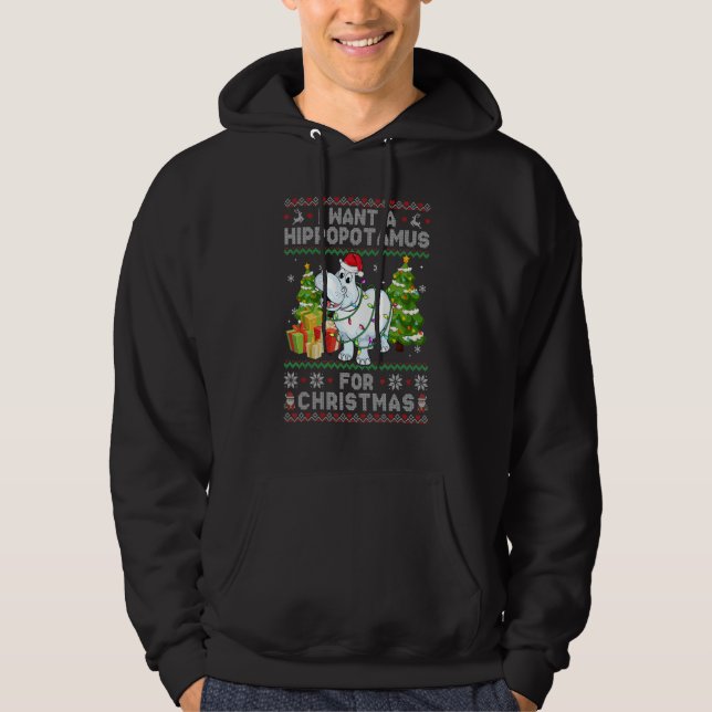 I Want A Hippopotamus For Christmas Hippo Santa Ug Hoodie (Front)