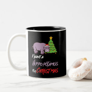 I Want A Hippopotamus For Christmas Hippo Two-Tone Coffee Mug