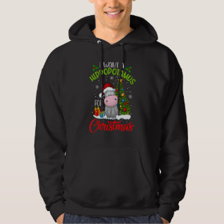 I Want A Hippopotamus For Christmas Kid Xmas Hippo Hoodie