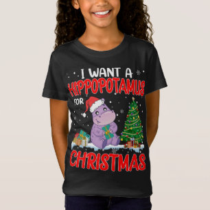 I Want A Hippopotamus For Christmas Lights Hippo X T-Shirt