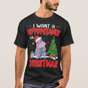 I Want A Hippopotamus For Christmas Lights Hippo X T-Shirt