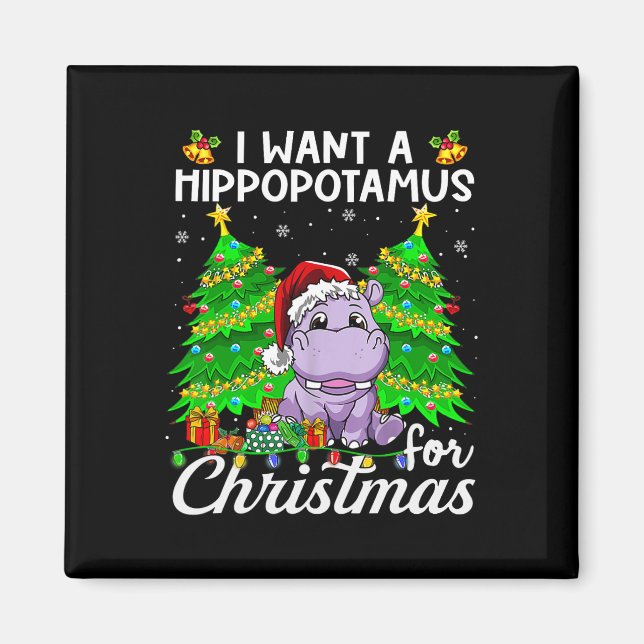 I Want A Hippopotamus For Christmas Lights Santa H Magnet (Front)