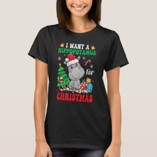 I Want A Hippopotamus For Christmas Lights Santa H T-Shirt