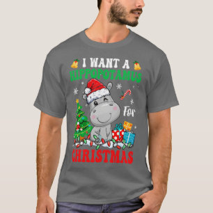 I Want A Hippopotamus For Christmas Lights Santa H T-Shirt