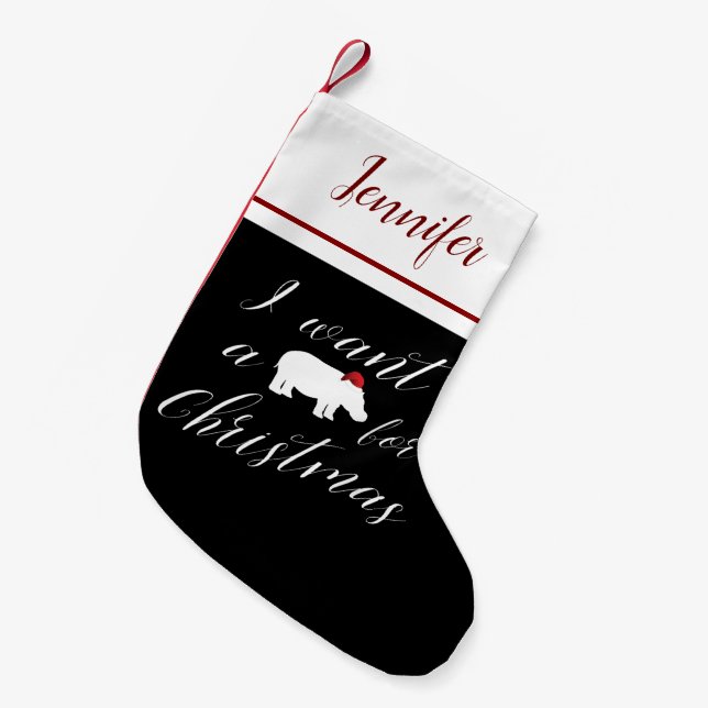 I Want a Hippopotamus for Christmas Lovely Small Christmas Stocking (Front (Hanging))