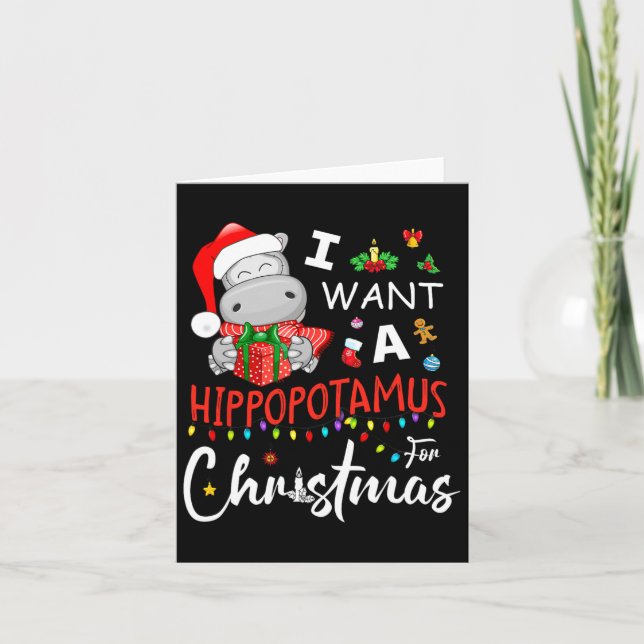 I Want A Hippopotamus For Christmas Pyjamas Santa  Card (Front)