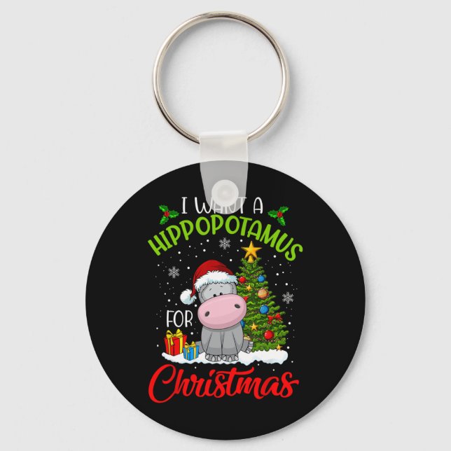 I Want A Hippopotamus For Christmas Santa Hippo Pa Key Ring (Front)