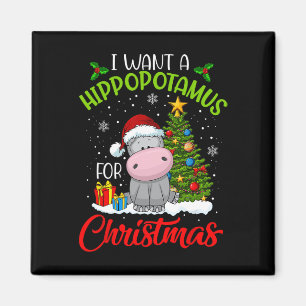 I Want A Hippopotamus For Christmas Santa Hippo Pa Magnet