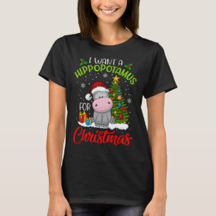 I Want A Hippopotamus For Christmas Santa Hippo Pa T-Shirt