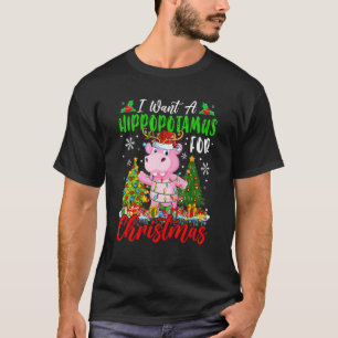 I Want A Hippopotamus For Christmas Santa Reindeer T-Shirt