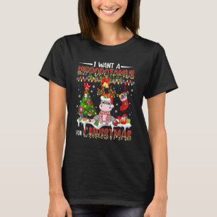 I Want A Hippopotamus For Christmas Santa Reindeer T-Shirt