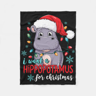 I Want A Hippopotamus For Christmas Shirt Funny Ch Fleece Blanket