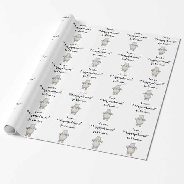 I want a hippopotamus for Christmas Wrapping Paper (Unrolled)
