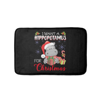 I Want A Hippopotamus For Christmas Xmas Hippo Bath Mat